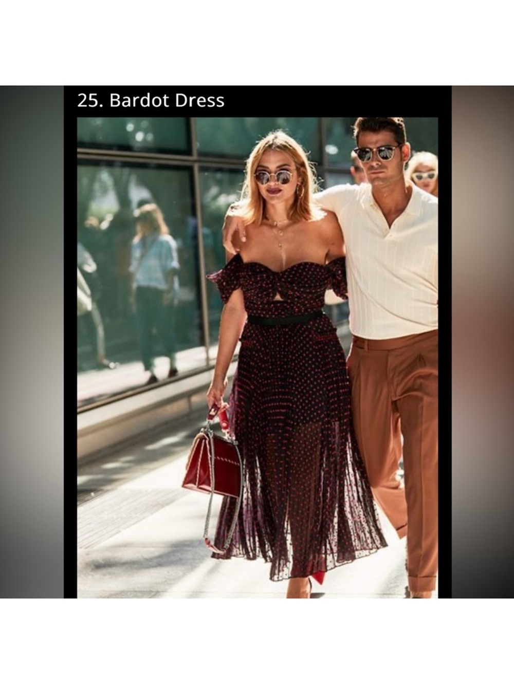 Self-Portrait Bardot Off-Shoulder Polka Dot Midi Dress - Black with Red Dots